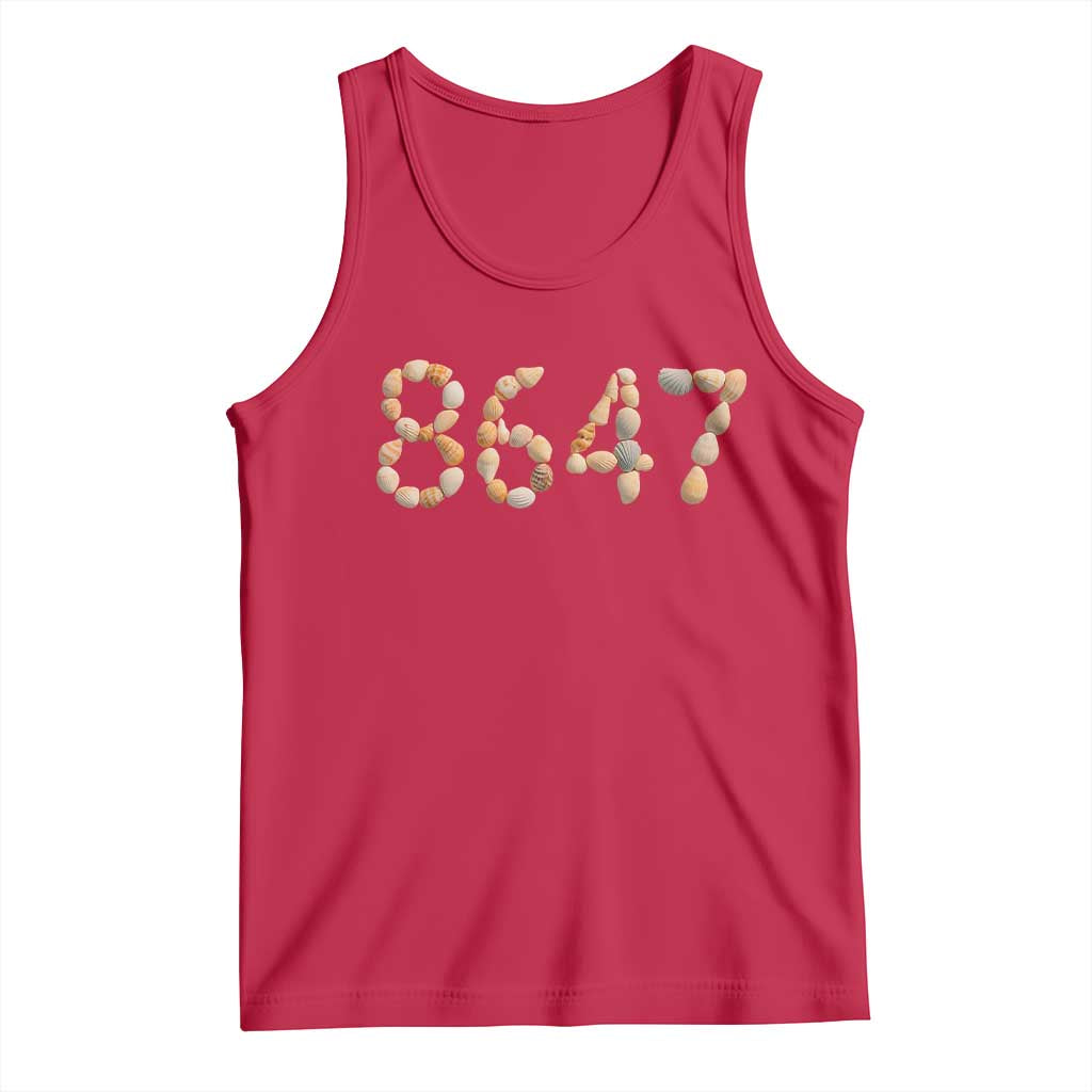 86 47 Seashell Beach Walk Graphic Tank Top Subtle Coastal Summer Political Satire TS02 Red Print Your Wear