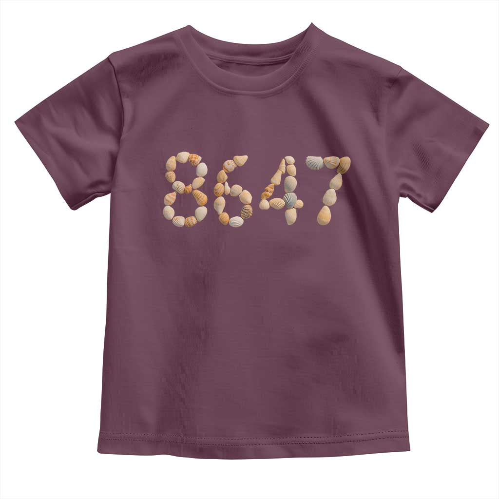 86 47 Seashell Beach Walk Graphic Toddler T Shirt Subtle Coastal Summer Political Satire TS02 Maroon Print Your Wear