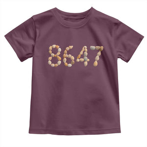 86 47 Seashell Beach Walk Graphic Toddler T Shirt Subtle Coastal Summer Political Satire TS02 Maroon Print Your Wear