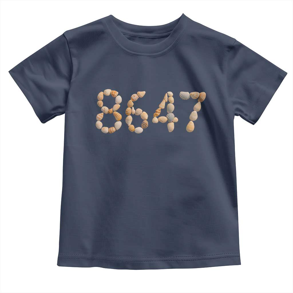 86 47 Seashell Beach Walk Graphic Toddler T Shirt Subtle Coastal Summer Political Satire TS02 Navy Print Your Wear