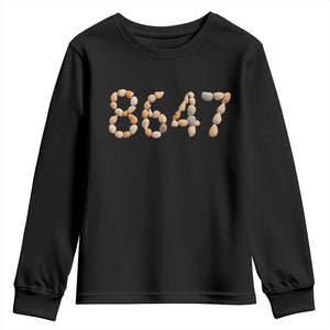 86 47 Seashell Beach Walk Graphic Youth Sweatshirt Subtle Coastal Summer Political Satire TS02 Black Print Your Wear