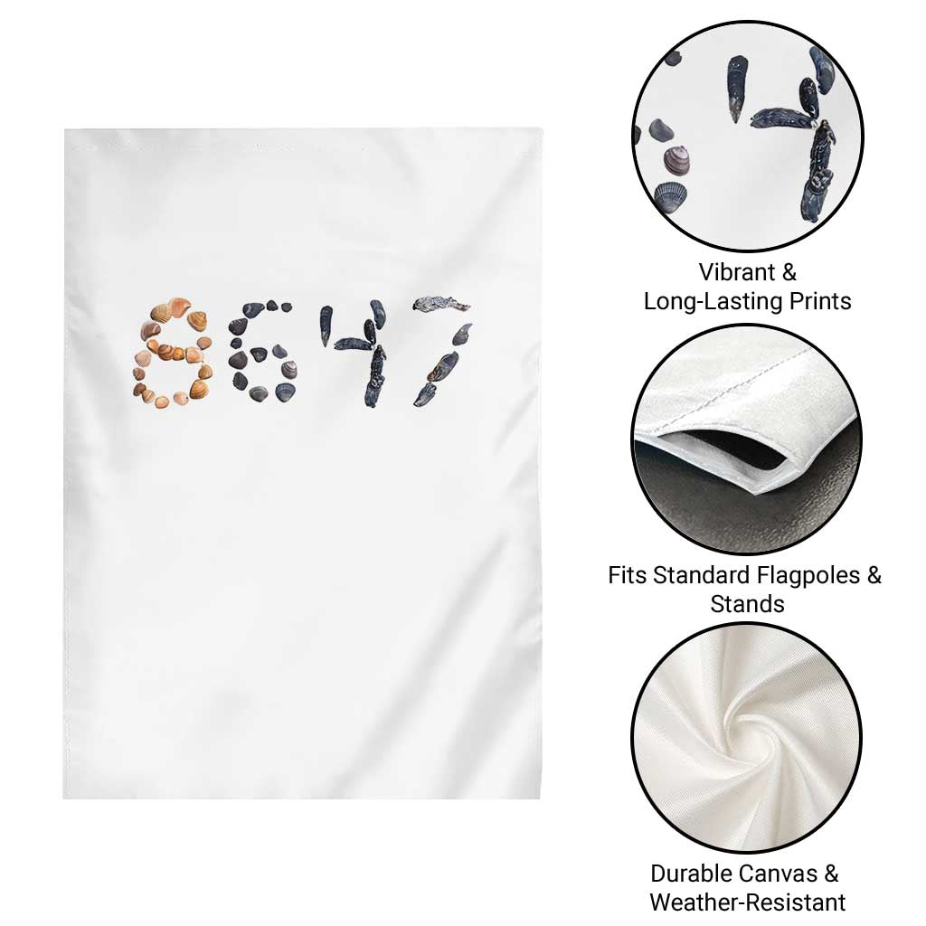 86 47 Seashell Graphic Subtle Summer Coastal Garden Flag Viral 2026 Beach Walk Political Satire TS02 Print Your Wear