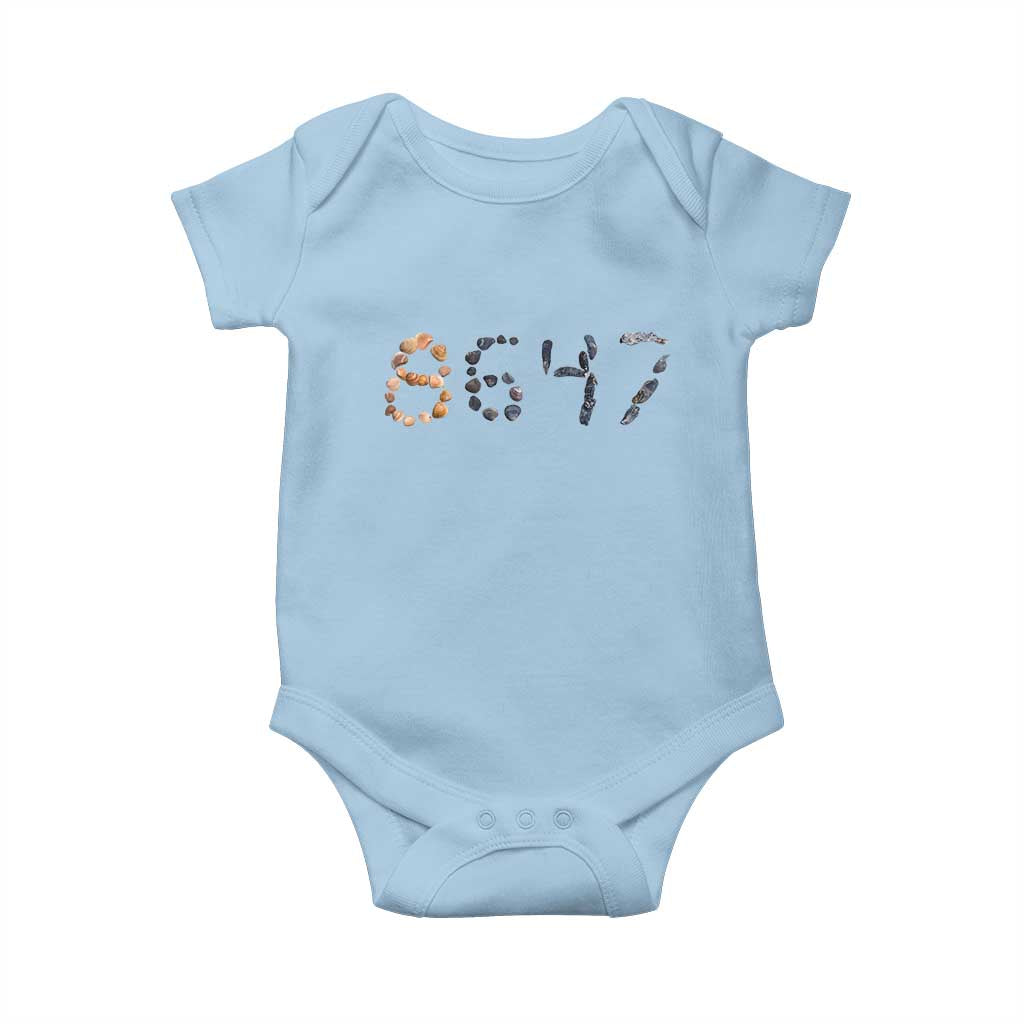 86 47 Seashell Graphic Subtle Summer Coastal Baby Onesie Viral 2026 Beach Walk Political Satire TS02 Light Blue Print Your Wear