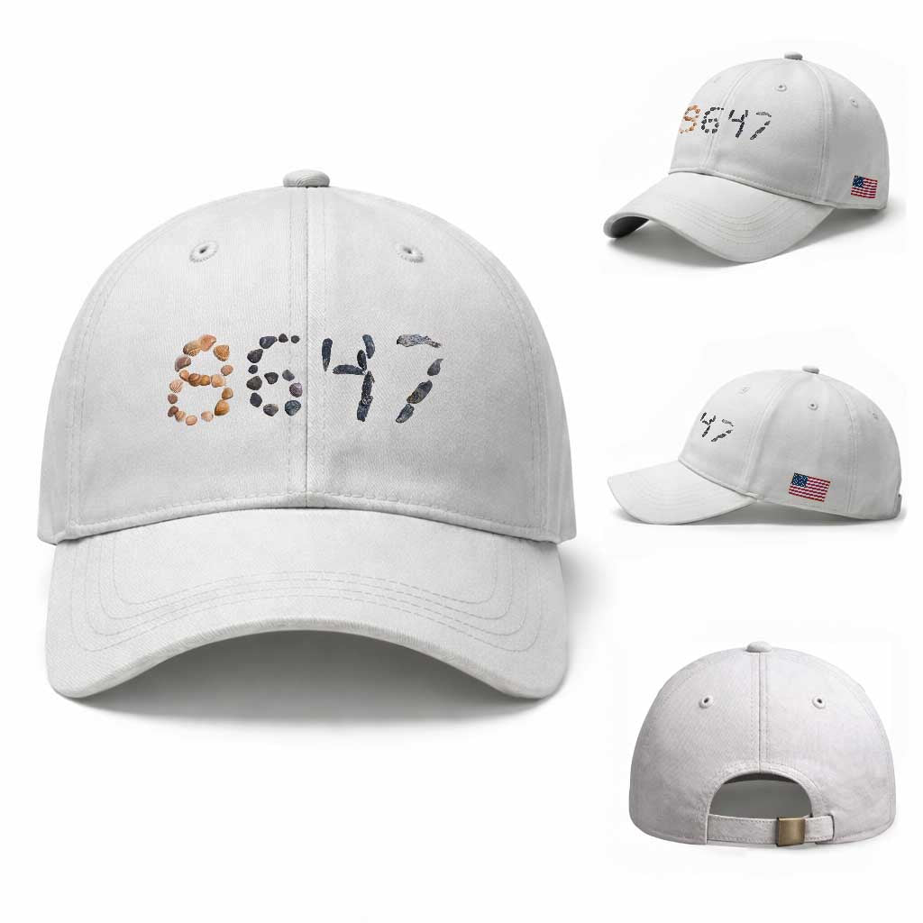 86 47 Seashell Graphic Subtle Summer Coastal Baseball Cap Viral 2026 Beach Walk Political Satire TS02 Baseball Cap Universal Fit White Print Your Wear