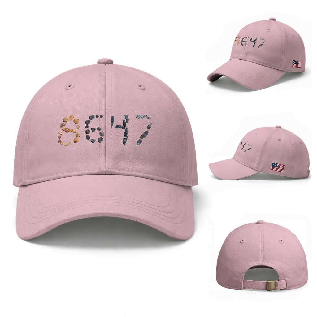 86 47 Seashell Graphic Subtle Summer Coastal Baseball Cap Viral 2026 Beach Walk Political Satire TS02 Baseball Cap Universal Fit Light Pink Print Your Wear
