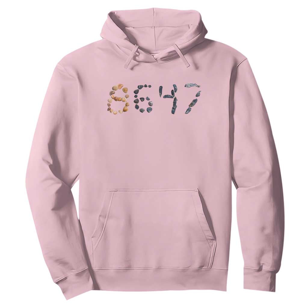86 47 Seashell Graphic Subtle Summer Coastal Hoodie Viral 2026 Beach Walk Political Satire TS02 Light Pink Print Your Wear