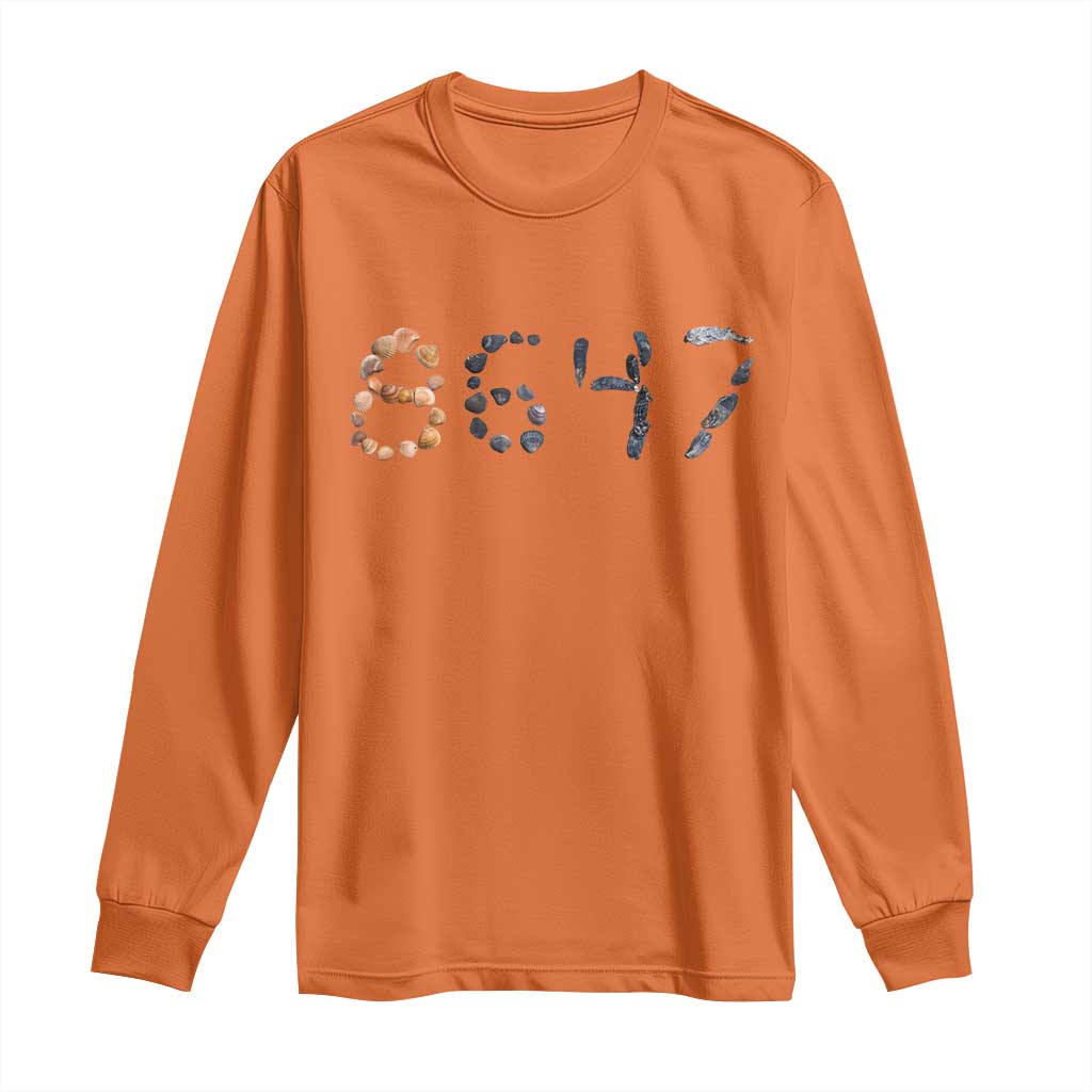 86 47 Seashell Graphic Subtle Summer Coastal Long Sleeve Shirt Viral 2026 Beach Walk Political Satire TS02 Orange Print Your Wear