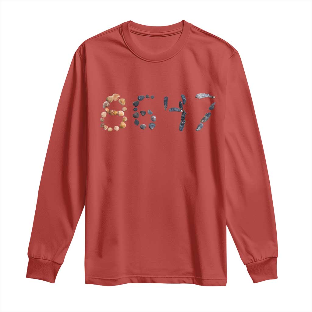 86 47 Seashell Graphic Subtle Summer Coastal Long Sleeve Shirt Viral 2026 Beach Walk Political Satire TS02 Red Print Your Wear