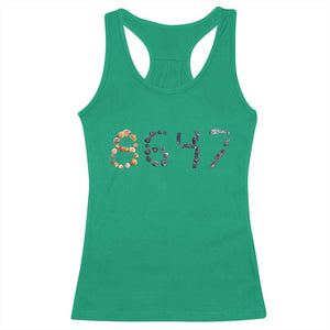 86 47 Seashell Graphic Subtle Summer Coastal Racerback Tank Top Viral 2026 Beach Walk Political Satire TS02 Irish Green Print Your Wear
