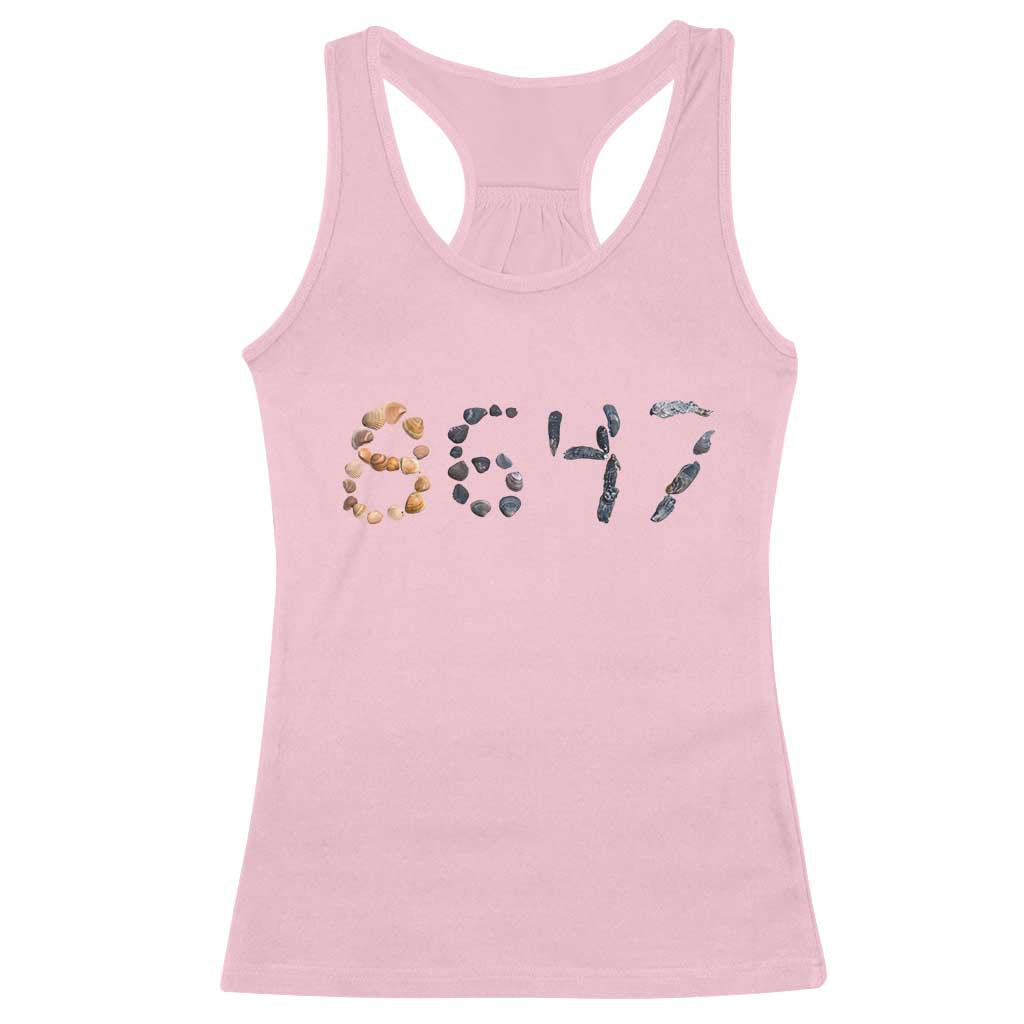 86 47 Seashell Graphic Subtle Summer Coastal Racerback Tank Top Viral 2026 Beach Walk Political Satire TS02 Light Pink Print Your Wear