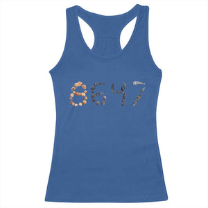 86 47 Seashell Graphic Subtle Summer Coastal Racerback Tank Top Viral 2026 Beach Walk Political Satire TS02 Royal Blue Print Your Wear