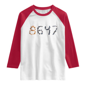 86 47 Seashell Graphic Subtle Summer Coastal Raglan Shirt Viral 2026 Beach Walk Political Satire TS02 White Red Print Your Wear