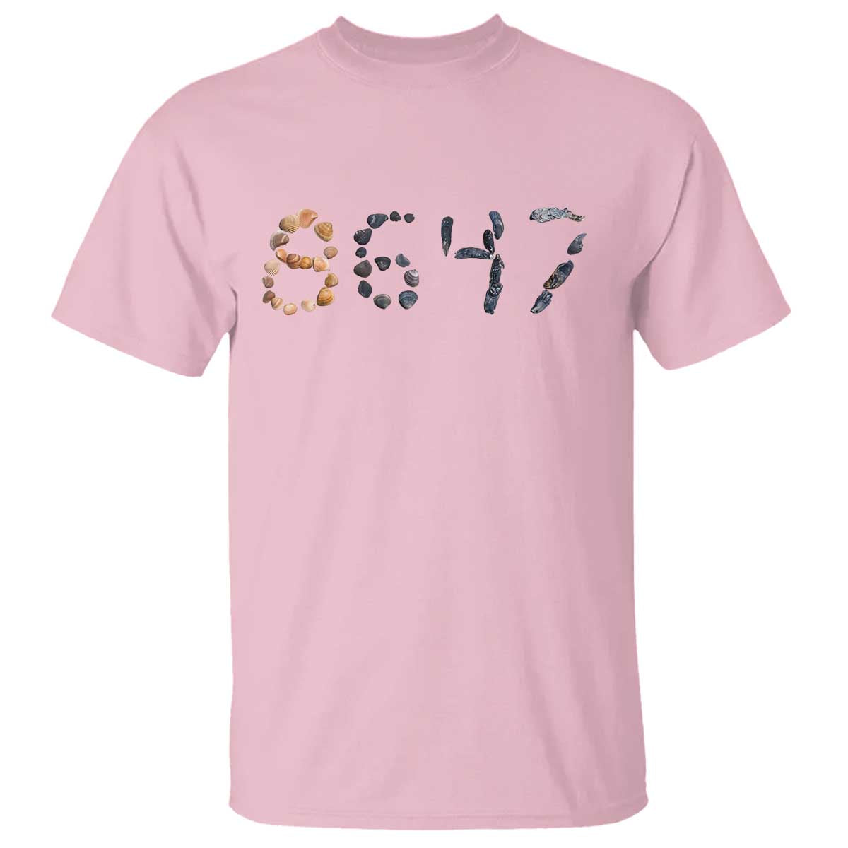86 47 Seashell Graphic Subtle Summer Coastal T Shirt Viral 2026 Beach Walk Political Satire TS02 Light Pink Print Your Wear