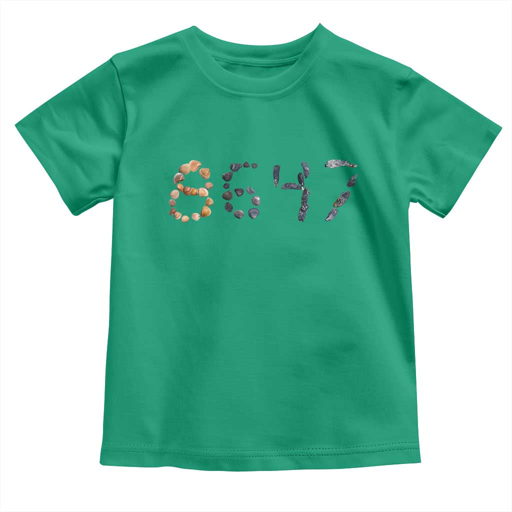 86 47 Seashell Graphic Subtle Summer Coastal Toddler T Shirt Viral 2026 Beach Walk Political Satire TS02 Irish Green Print Your Wear