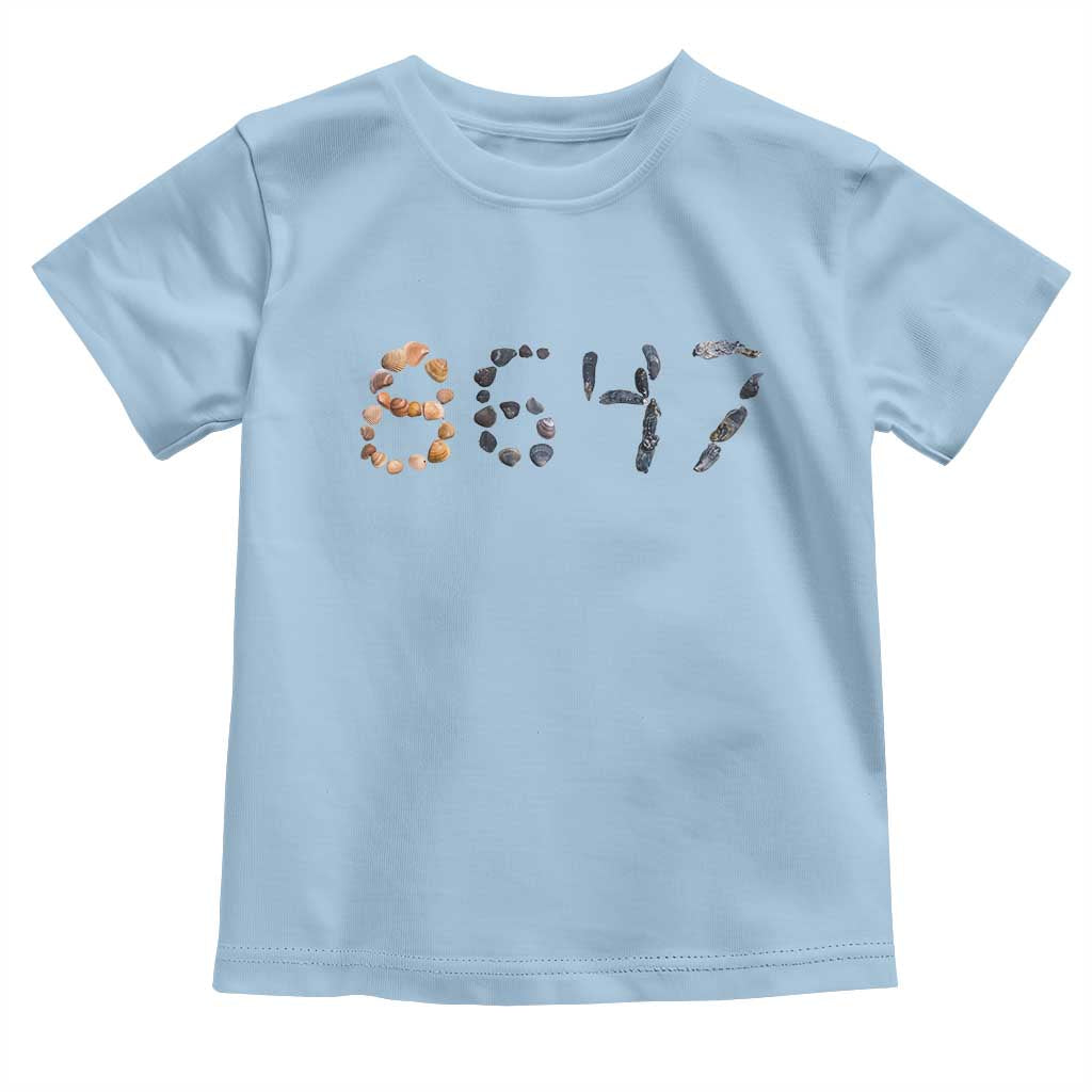 86 47 Seashell Graphic Subtle Summer Coastal Toddler T Shirt Viral 2026 Beach Walk Political Satire TS02 Light Blue Print Your Wear