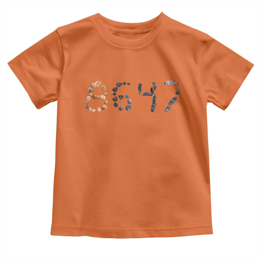 86 47 Seashell Graphic Subtle Summer Coastal Toddler T Shirt Viral 2026 Beach Walk Political Satire TS02 Orange Print Your Wear