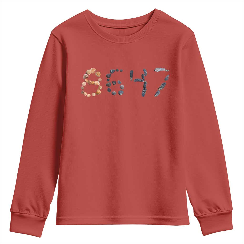 86 47 Seashell Graphic Subtle Summer Coastal Youth Sweatshirt Viral 2026 Beach Walk Political Satire TS02 Red Print Your Wear
