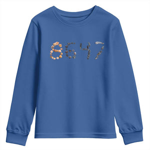 86 47 Seashell Graphic Subtle Summer Coastal Youth Sweatshirt Viral 2026 Beach Walk Political Satire TS02 Royal Blue Print Your Wear