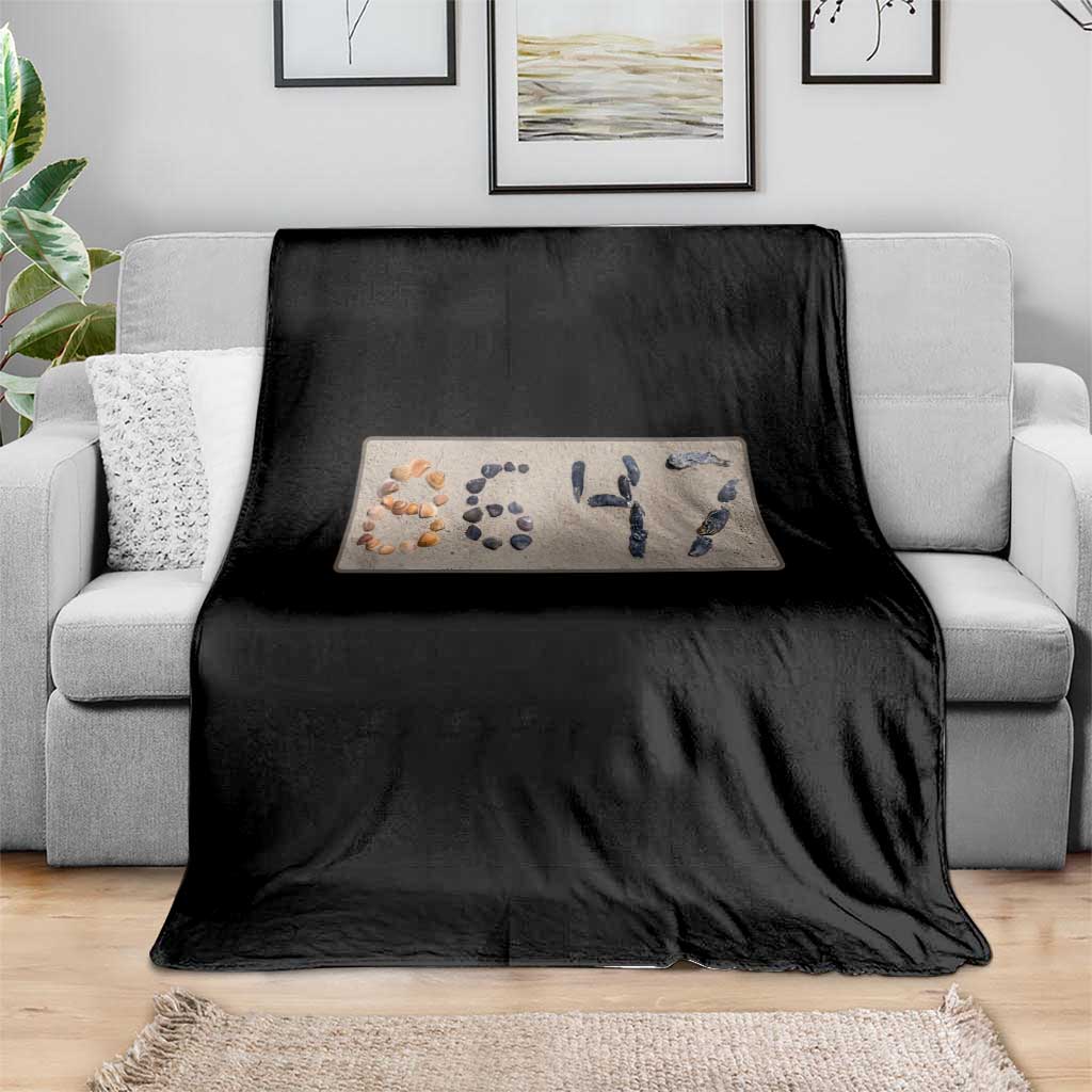 86 47 Seashell Beach Sand Graphic Throw Blanket Subtle Coastal Summer Political Satire TS02 Print Your Wear