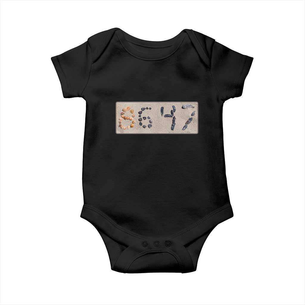 86 47 Seashell Beach Sand Graphic Baby Onesie Subtle Coastal Summer Political Satire TS02 Black Print Your Wear