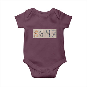 86 47 Seashell Beach Sand Graphic Baby Onesie Subtle Coastal Summer Political Satire TS02 Maroon Print Your Wear