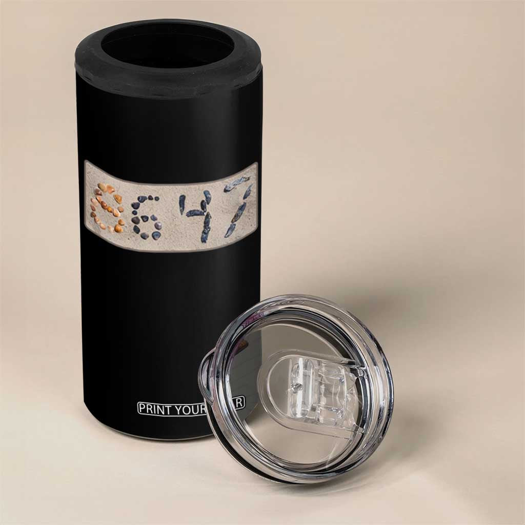 86 47 Seashell Beach Sand Graphic 4 in 1 Can Cooler Tumbler Subtle Coastal Summer Political Satire TS02 Print Your Wear