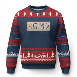 86 47 Seashell Beach Sand Graphic Ugly Christmas Sweater Subtle Coastal Summer Political Satire TS02 Navy Red Print Your Wear