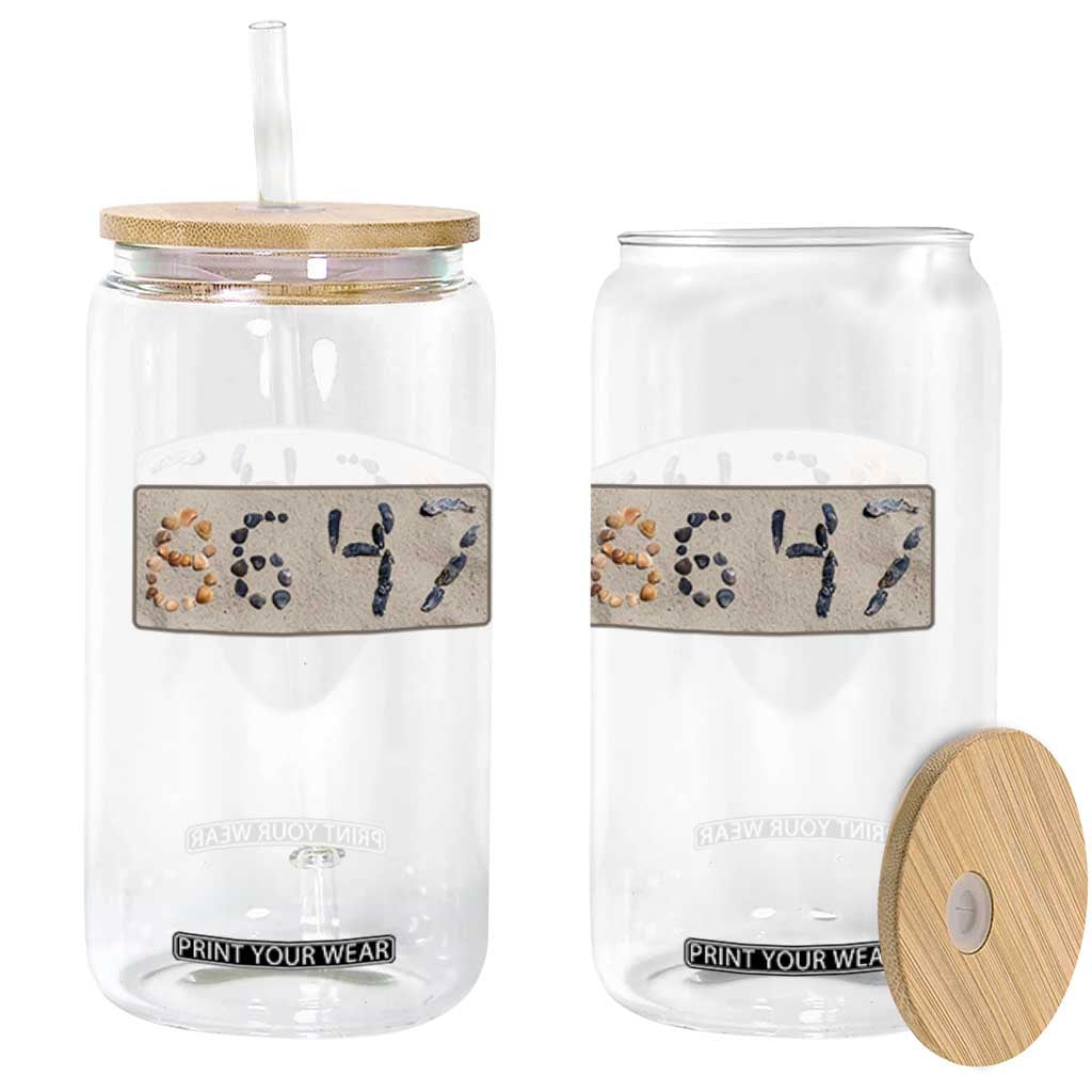 86 47 Seashell Beach Sand Graphic Glass Can Subtle Coastal Summer Political Satire TS02 Print Your Wear