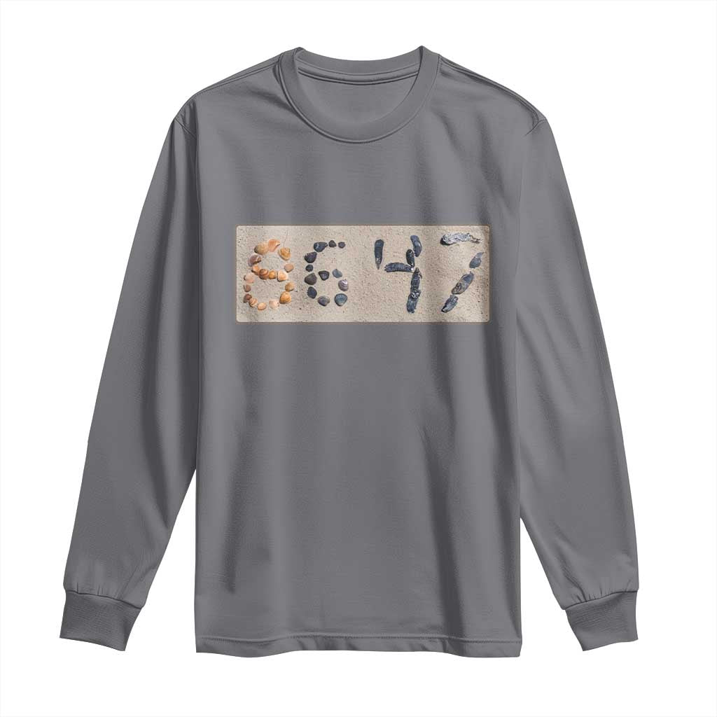 86 47 Seashell Beach Sand Graphic Long Sleeve Shirt Subtle Coastal Summer Political Satire TS02 Charcoal Print Your Wear