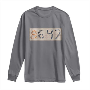86 47 Seashell Beach Sand Graphic Long Sleeve Shirt Subtle Coastal Summer Political Satire TS02 Charcoal Print Your Wear