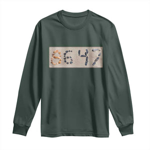 86 47 Seashell Beach Sand Graphic Long Sleeve Shirt Subtle Coastal Summer Political Satire TS02 Dark Forest Green Print Your Wear