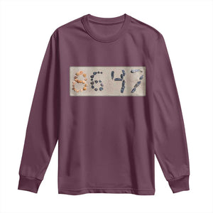 86 47 Seashell Beach Sand Graphic Long Sleeve Shirt Subtle Coastal Summer Political Satire TS02 Maroon Print Your Wear