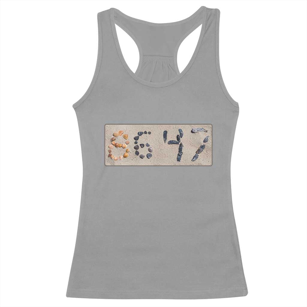 86 47 Seashell Beach Sand Graphic Racerback Tank Top Subtle Coastal Summer Political Satire TS02 Sport Gray Print Your Wear