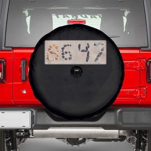 86 47 Seashell Beach Sand Graphic Spare Tire Cover Subtle Coastal Summer Political Satire TS02 Black Print Your Wear