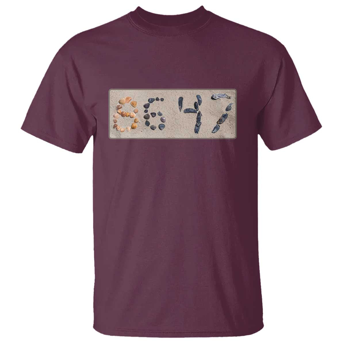 86 47 Seashell Beach Sand Graphic T Shirt Subtle Coastal Summer Political Satire TS02 Maroon Print Your Wear