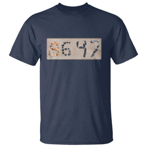 86 47 Seashell Beach Sand Graphic T Shirt Subtle Coastal Summer Political Satire TS02 Navy Print Your Wear