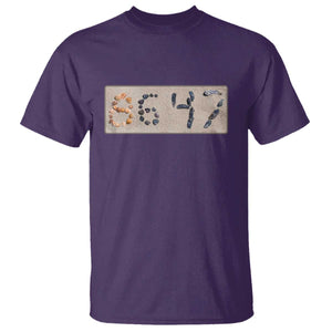 86 47 Seashell Beach Sand Graphic T Shirt Subtle Coastal Summer Political Satire TS02 Purple Print Your Wear