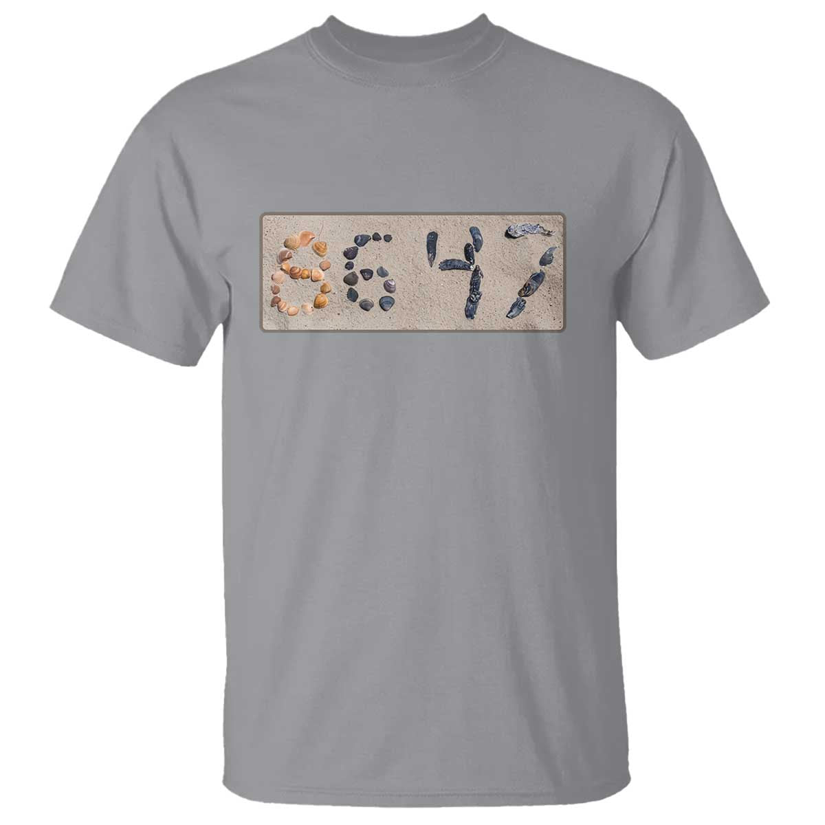 86 47 Seashell Beach Sand Graphic T Shirt Subtle Coastal Summer Political Satire TS02 Sport Gray Print Your Wear