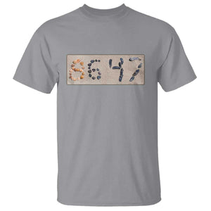 86 47 Seashell Beach Sand Graphic T Shirt Subtle Coastal Summer Political Satire TS02 Sport Gray Print Your Wear