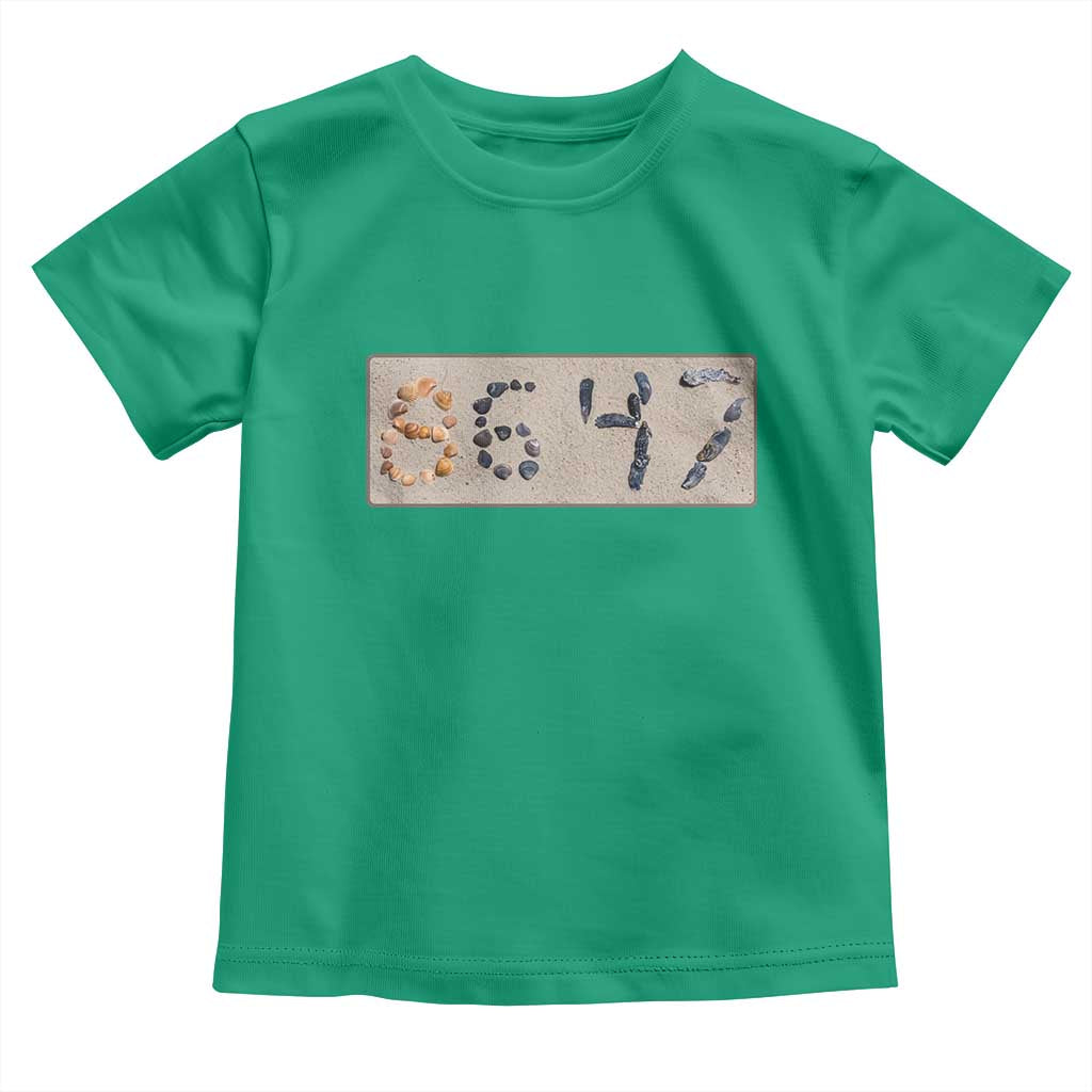 86 47 Seashell Beach Sand Graphic Toddler T Shirt Subtle Coastal Summer Political Satire TS02 Irish Green Print Your Wear