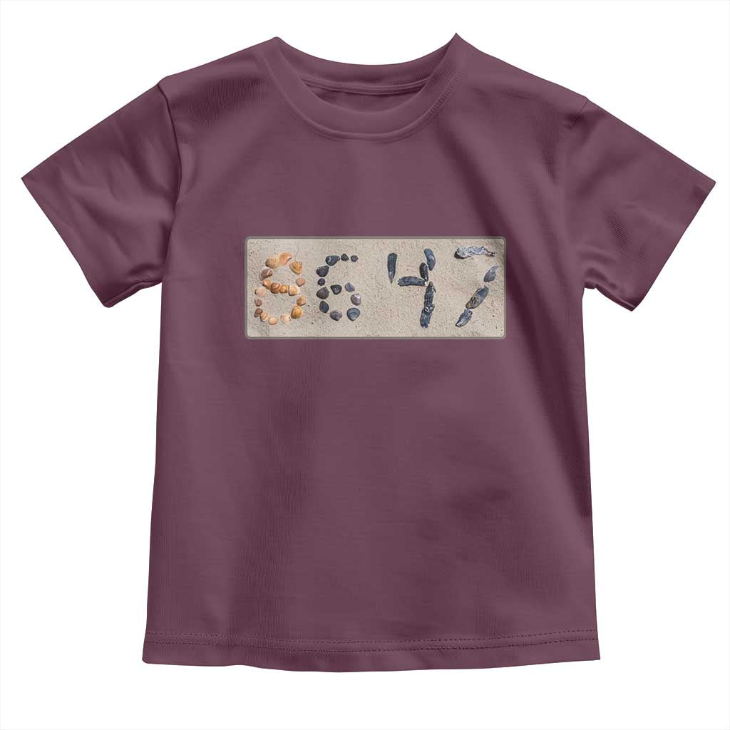 86 47 Seashell Beach Sand Graphic Toddler T Shirt Subtle Coastal Summer Political Satire TS02 Maroon Print Your Wear