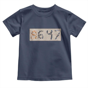 86 47 Seashell Beach Sand Graphic Toddler T Shirt Subtle Coastal Summer Political Satire TS02 Navy Print Your Wear
