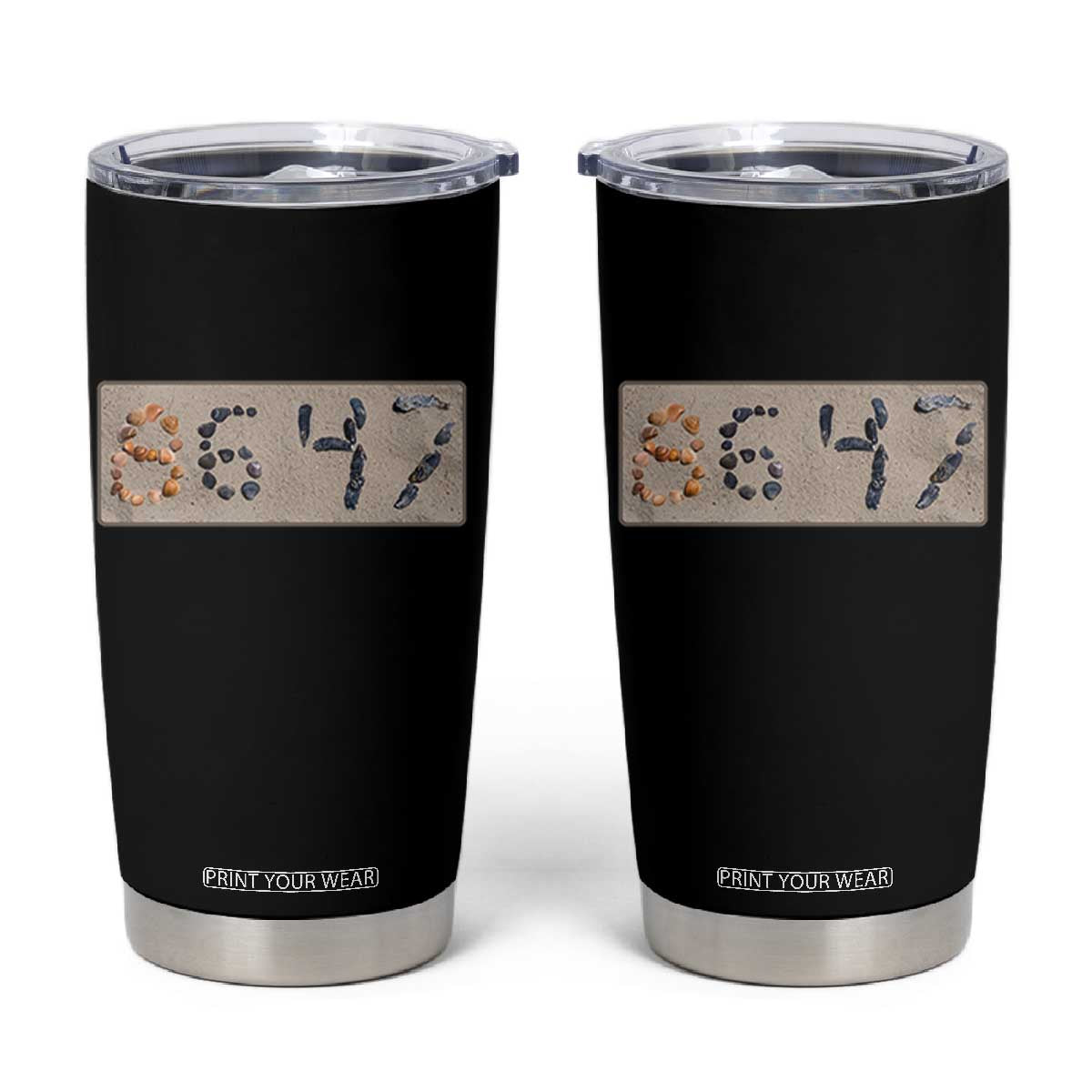 86 47 Seashell Beach Sand Graphic Tumbler Cup Subtle Coastal Summer Political Satire TS02 Black Print Your Wear