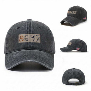 86 47 Seashell Beach Sand Graphic Washed Cotton Baseball Cap Subtle Coastal Summer Political Satire TS02 Washed Cap Universal Fit Dark Gray Print Your Wear