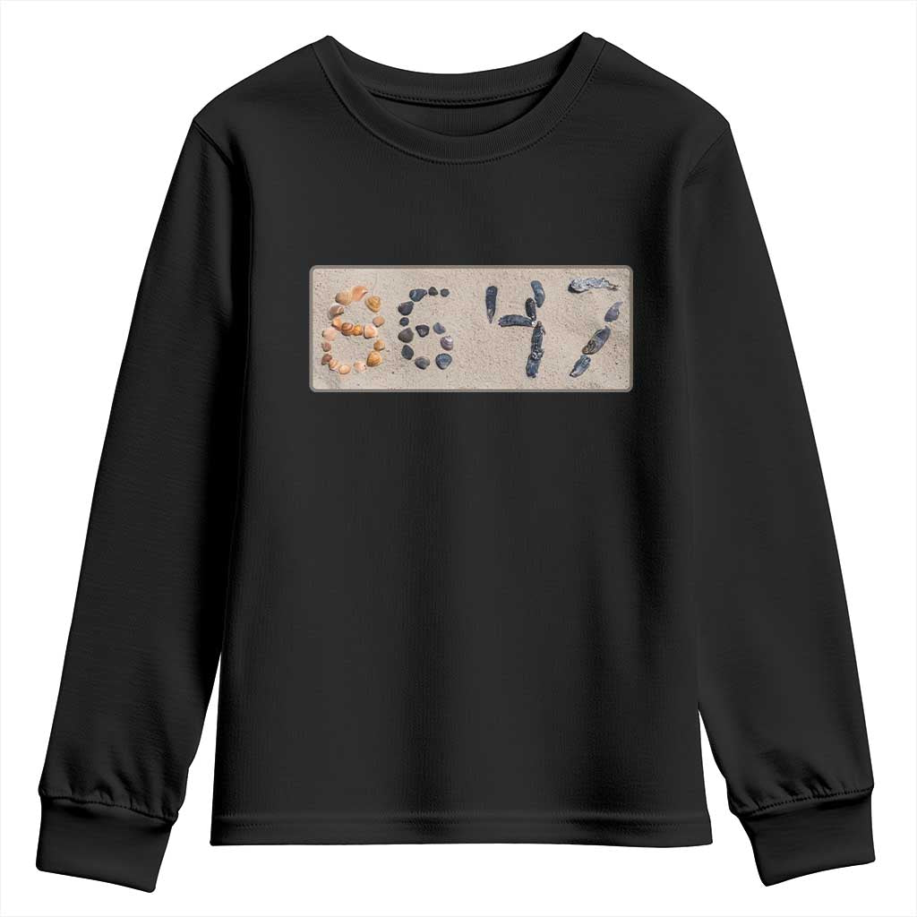 86 47 Seashell Beach Sand Graphic Youth Sweatshirt Subtle Coastal Summer Political Satire TS02 Black Print Your Wear