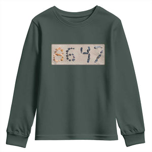 86 47 Seashell Beach Sand Graphic Youth Sweatshirt Subtle Coastal Summer Political Satire TS02 Dark Forest Green Print Your Wear