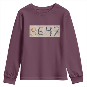 86 47 Seashell Beach Sand Graphic Youth Sweatshirt Subtle Coastal Summer Political Satire TS02 Maroon Print Your Wear