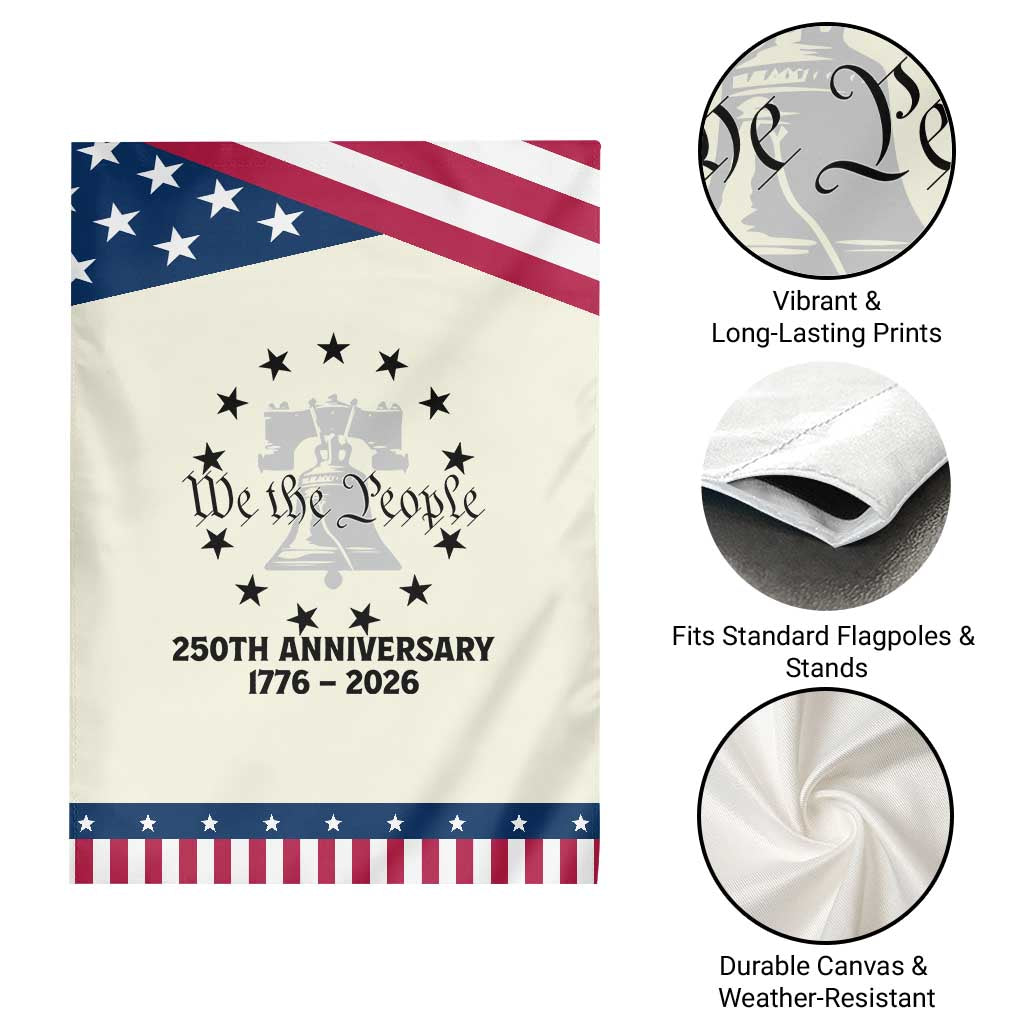 We The People 250th Anniversary Liberty Bell Patriotic Garden Flag USA 1776 to 2026 America Semiquincentennial Celebration
