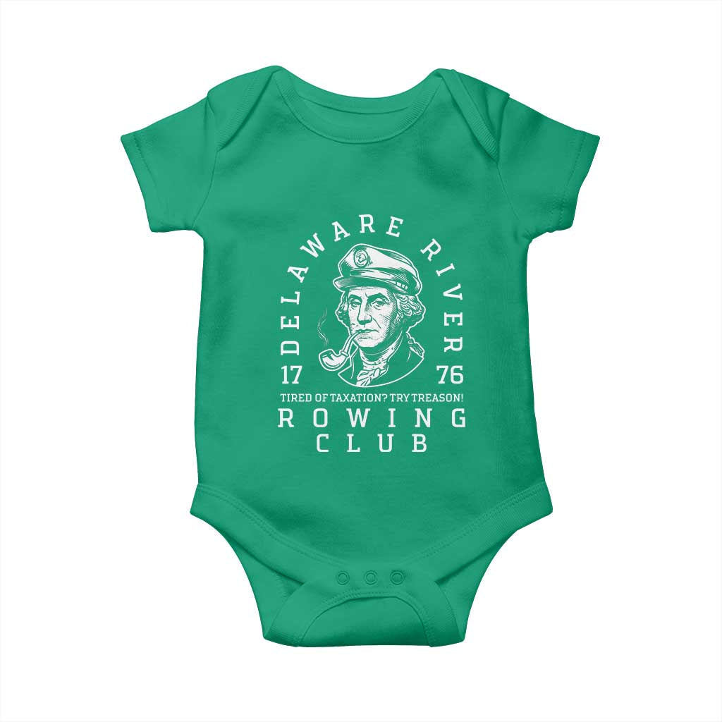 Delaware River Rowing Club 1776 Vintage Funny Patriotic Baby Onesie George Washington Tired of Taxation Try Treason TS02 Irish Green Print Your Wear
