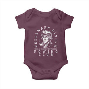 Delaware River Rowing Club 1776 Vintage Funny Patriotic Baby Onesie George Washington Tired of Taxation Try Treason TS02 Maroon Print Your Wear